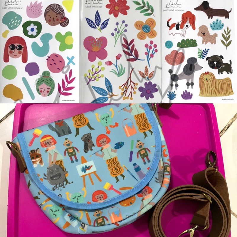 

Reprice !! Bundling !! Lunar Bag Xabe & 3 Sheets Flowery Sticker - Ideku Handmade