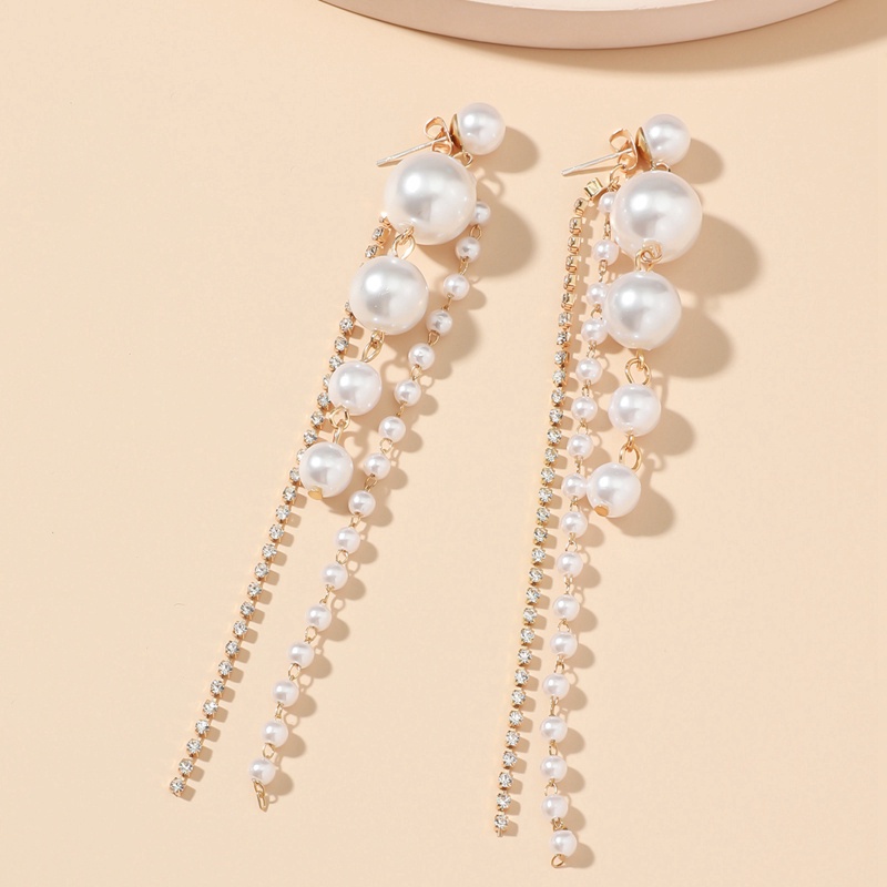 Fancyqube Anting Gantung Panjang Model Rumbai Dengan Kristal + Mutiara Untuk Wanita 2022