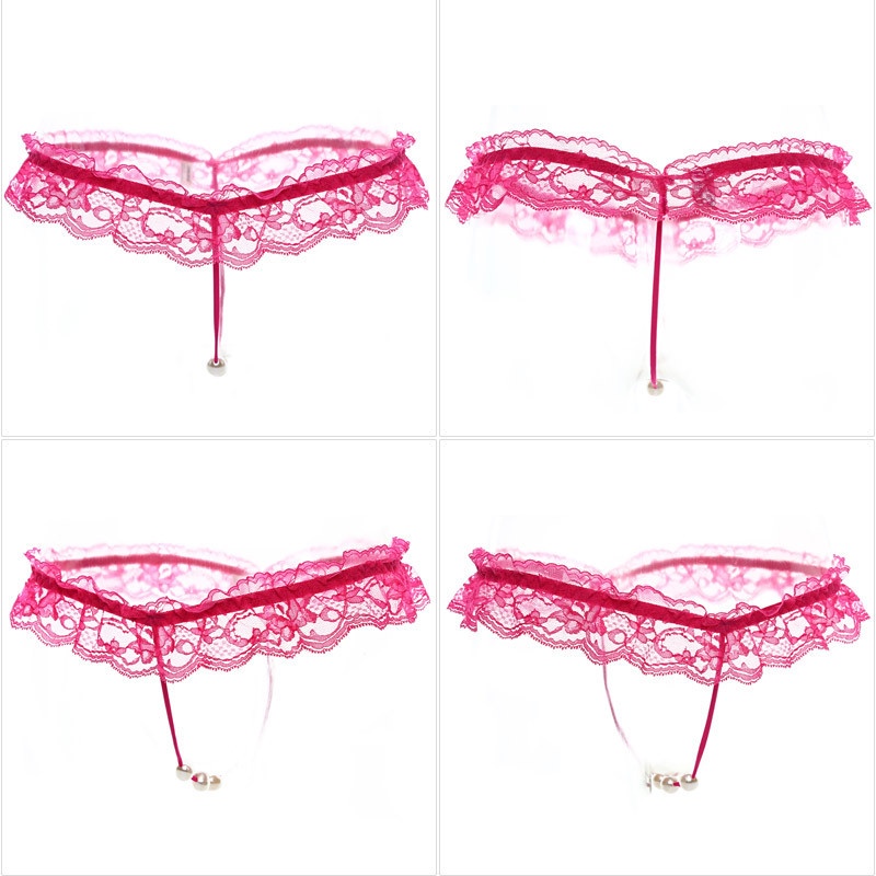 (COD) G String Wanita Tali Mutiara Mini Lucu dengan Renda Thong 3C182