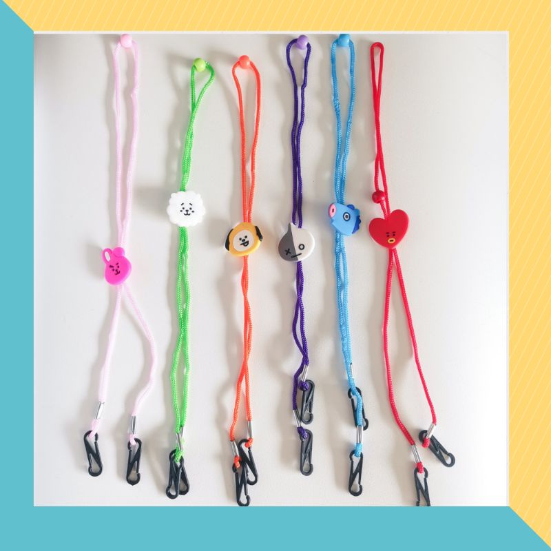 Kalung Masker BT21 | Strap Mask 2 in 1 Konektor Masker Bts Bt21