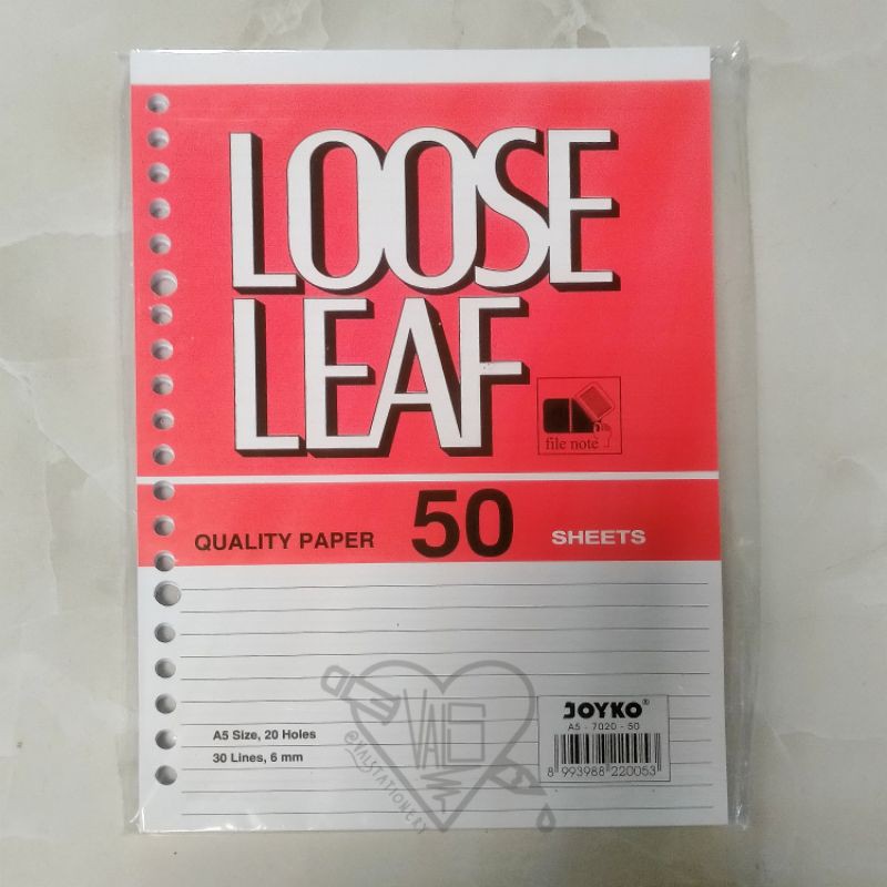 

isi file A5 B5 / isi binder A5 B5/ loose leaf JOYKO 50 lembar