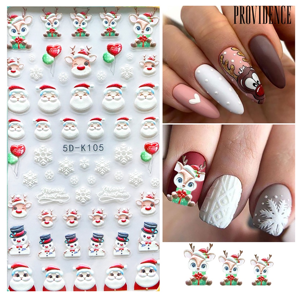 Providence Stiker Kuku Motif Snowflake Natal 5d Untuk Dekorasi Nail Art / Manicure Diy