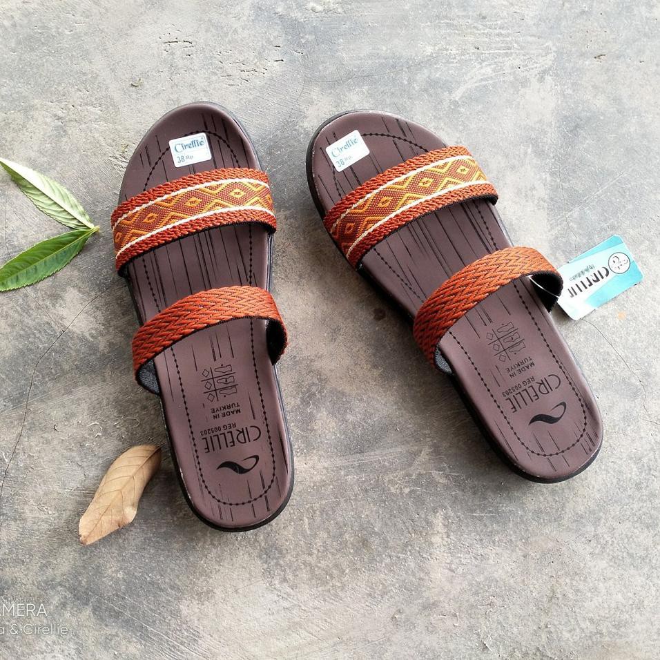 877 Bella Series 6 Warna Ori Cirellie Turki B Sandal Selop Wanita 37-40 Sandalnya Anak Muda Sekaran