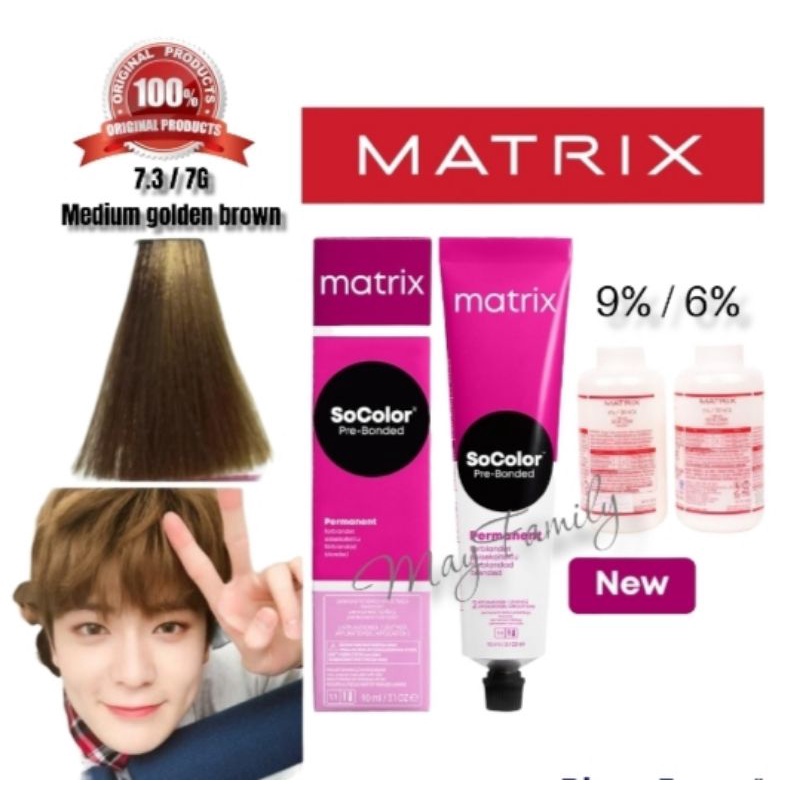 matrix socolor 7.3/7G medium golden brown , pewarna rambut