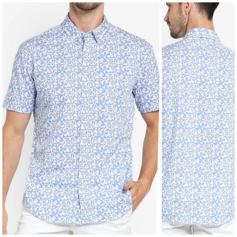 G2000 kemeja pria lengan pendek short sleeve blue shirt sale branded original bukan sisa ekspor