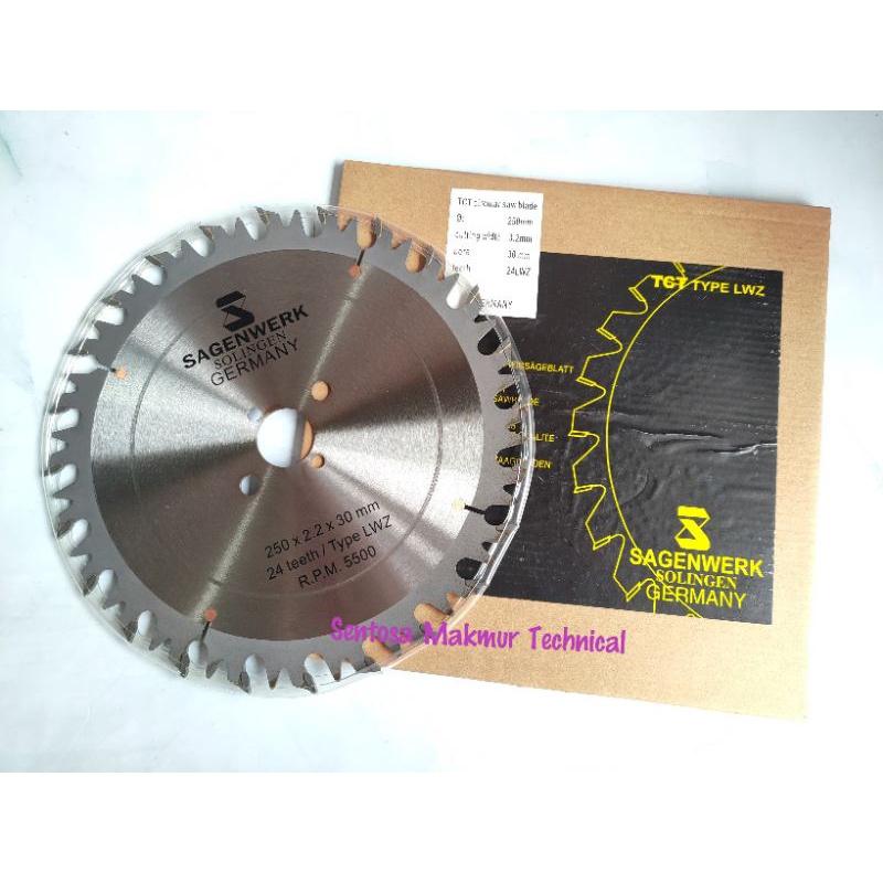 SAGENWERK 10 X 24 T Mata Circular Saw Gergaji Potong Kayu Tanduk 10&quot; x 24T