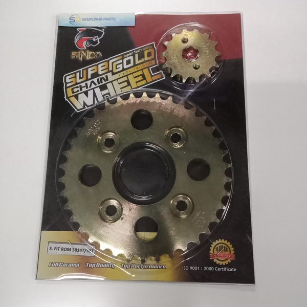 gear gold depan+belakang supra fit new 428 14t-38t - sindo