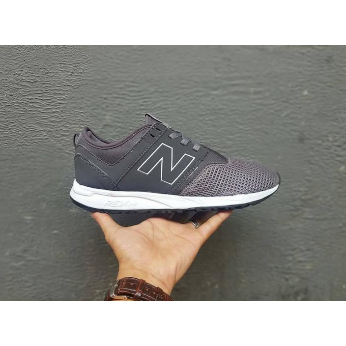 promo sepatu nb rev lite grey / abu sneakers pria wanita running gym lari terbaru