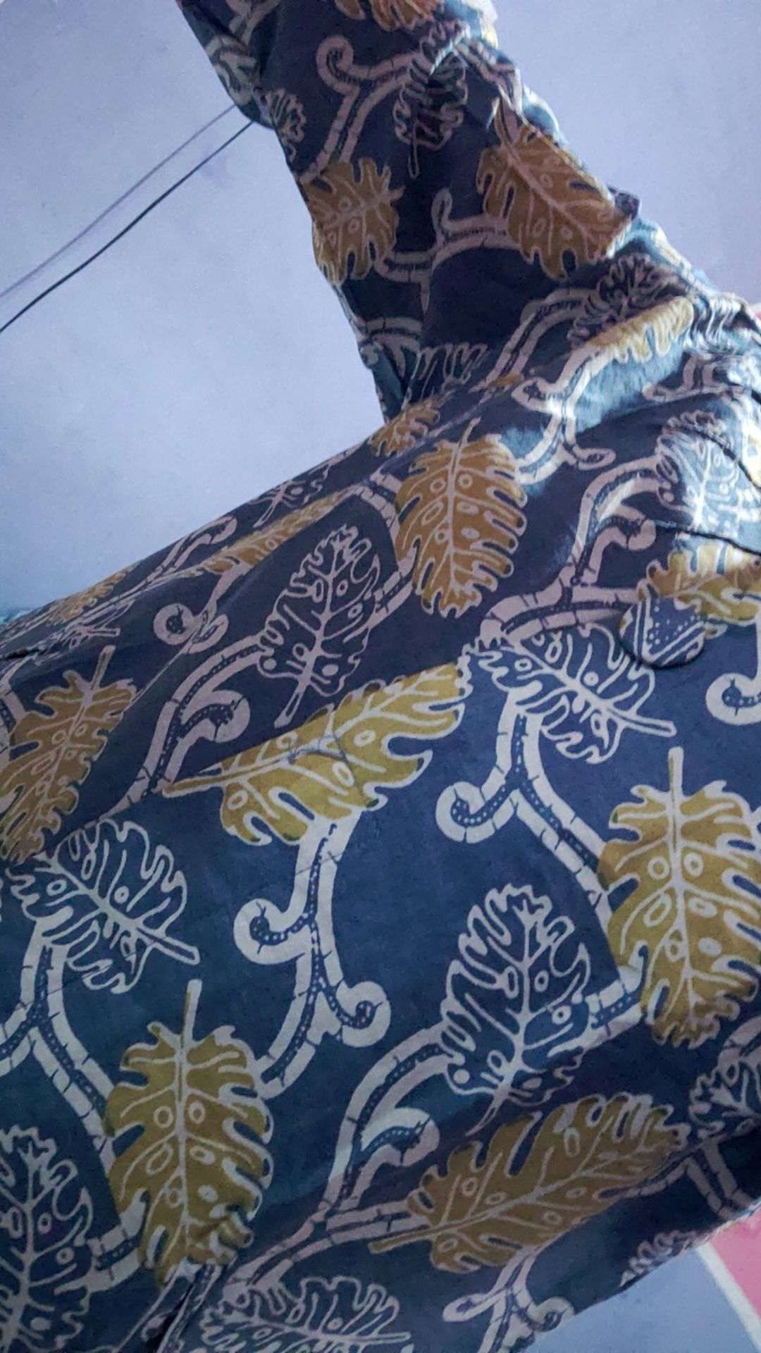 Atasan Blouse Batik Mosa Wanita Lengan Panjang Kancing Depan. Motif Wed Biru Batik Pekalongan -a03