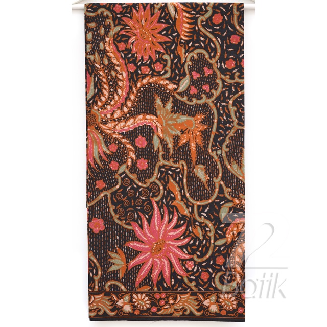 KAIN PANJANG BATIK Bahan Katun Motif Kembang Hitam Orange Oren Oranye Hijau Candy 728825 Cap 72 Jarik Jarit Samping Kebat Panjang Batik Katun Modern Premium Bahan Seragam Batik Pernikahan Kantor Keluarga Murah Kamen Jadi Batik Bali Lembaran