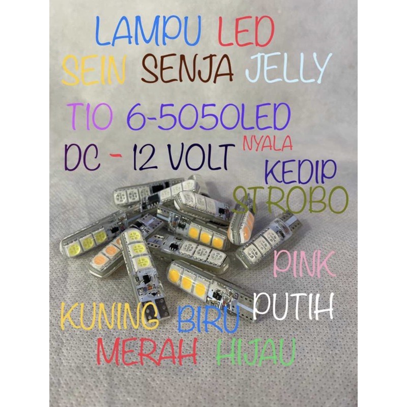 Lampu Led Senja T10 Mobil Motor 6 Led 5050 12 Volt Nyala Kedip