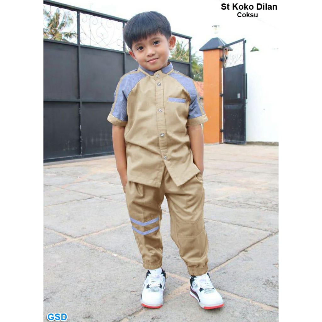 Set Koko dilan/Baju Koko Anak/Baju Gamis Anak Laki-Laki/Baju Dan Celana Joger Anak/Baju Lebaran