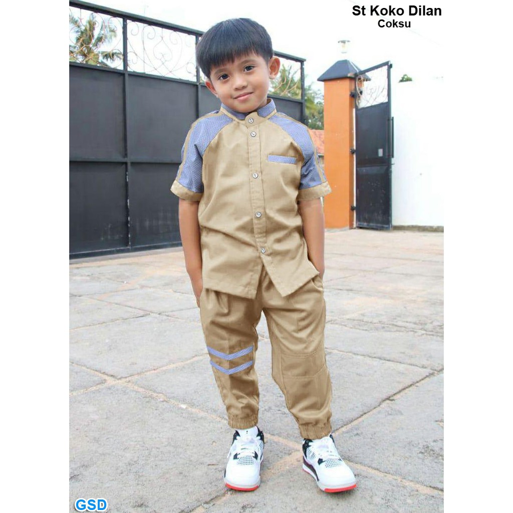 Set Koko dilan/Baju Koko Anak Lengan Pendek Best Seller/Jubah Anak Muslim/Fashion Muslim Murah