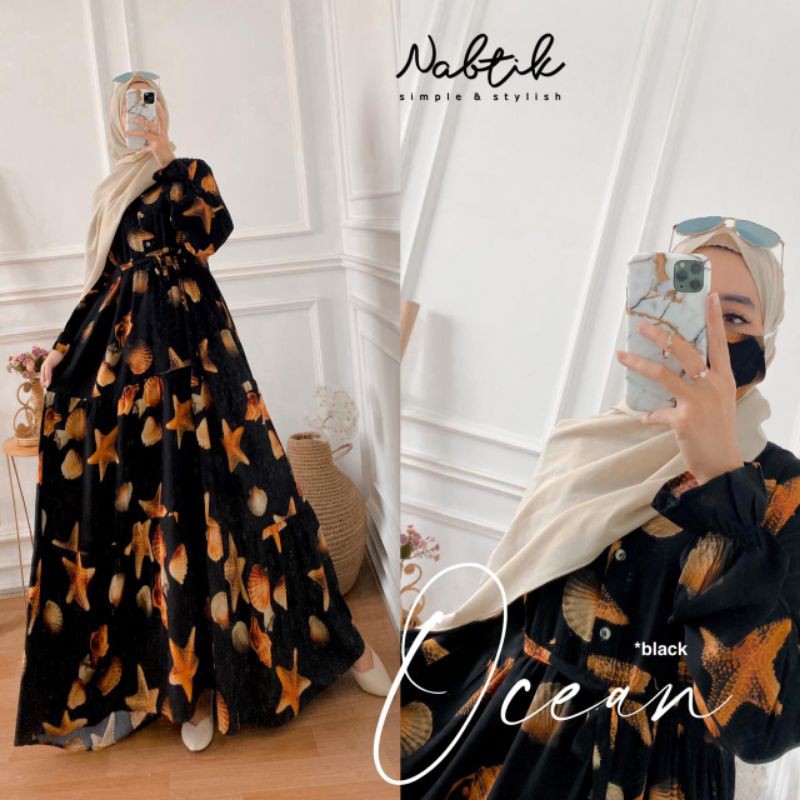 Ready Gamis Rayon Ocean Dress Original Nabtik 'Gamis Muslimah'
