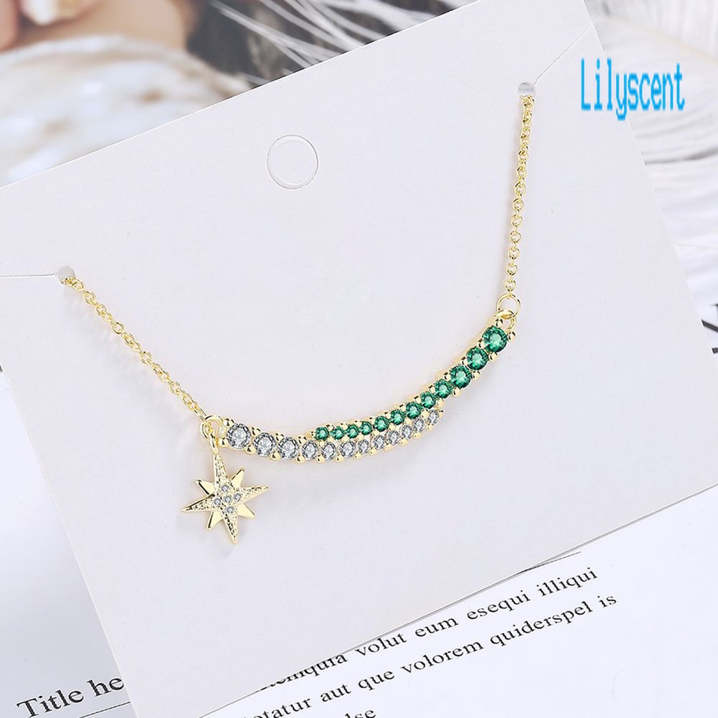 Kalung Liontin Bintang Berlian Imitasi Adjustable Untuk Wanita