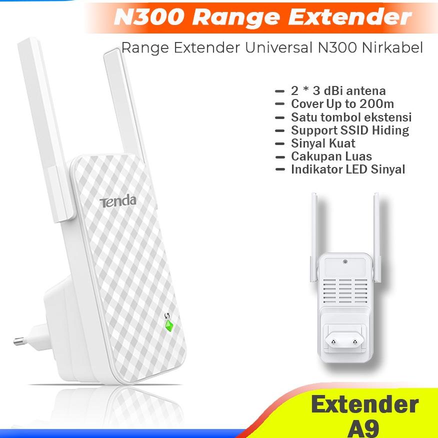 ✭ Tenda A9 Repeater Seamless Penguat Signal Wifi + Repeater Extender ♦