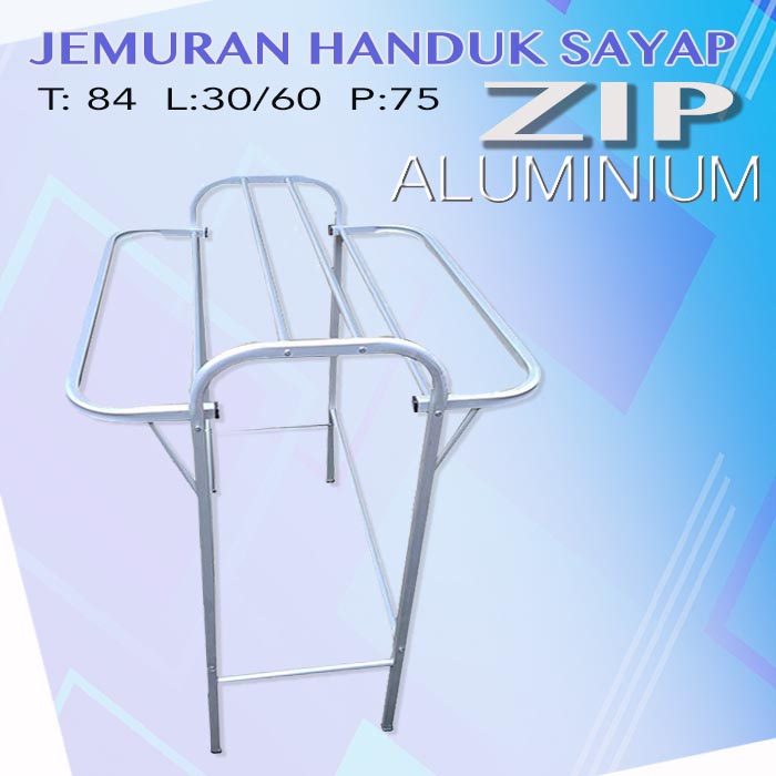 Jemuran Handuk Sayap Zip Aluminium