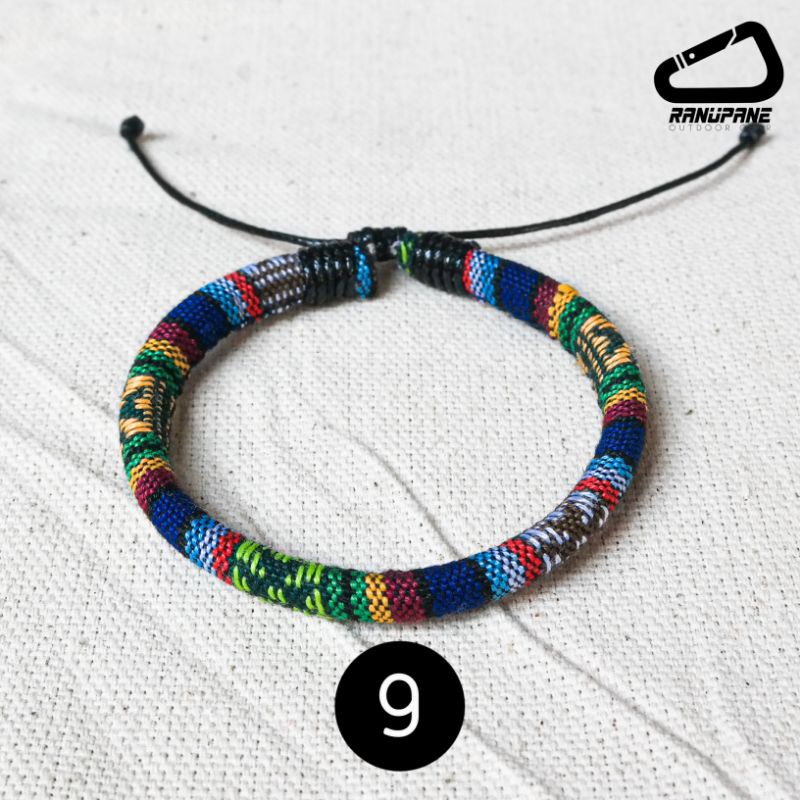 Gelang Tenun Etnik Songket Gelang khas Lombok Motif Unik Gelang Vintage Etnik Etnic Pendaki Gunung Pria Wanita-9