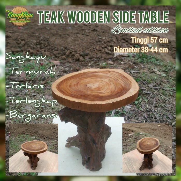 Meja kayu jati unik amazing teak wood wooden table Coffeetable side 10