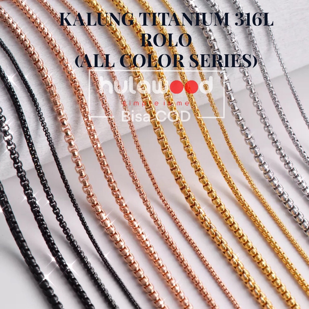 [40cm - 75cm] Rantai Kalung MCI Titanium ROLO ROSEGOLD Import Premium Stainless Anti Karat Pria Wanita 316L / Kalung Rantai Pendant