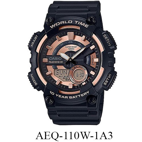 Casio Original  AEQ-110W/BW Jam Tangan Pria - Digital - Karet - G-shock