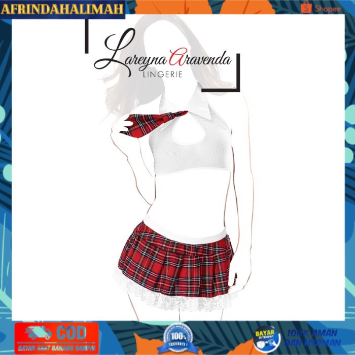 

[TERBARU] Set Baju Lingerie + Rok Seksi Model Costume European School LG292
