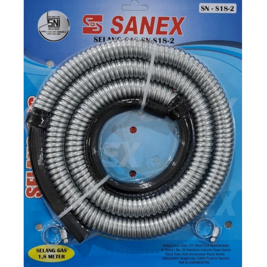 Selang Gas 1,8 Meter Sanex FREE KLEM REGULATOR SN-S18-2 LPG Flexible