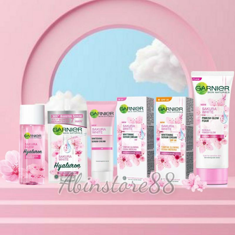 GARNIER Sakura Glow Hyaluron Water / Krim Serum Siang /Facial Foam/Booster 30X Serum