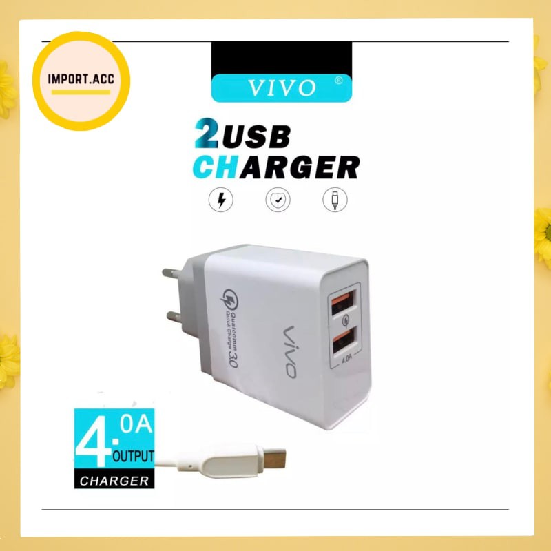 Charger 4A Samsung, Xiaomi, Oppo, Vivo 2 usb  4.0A Charger Casan Oppo [IMPORT]