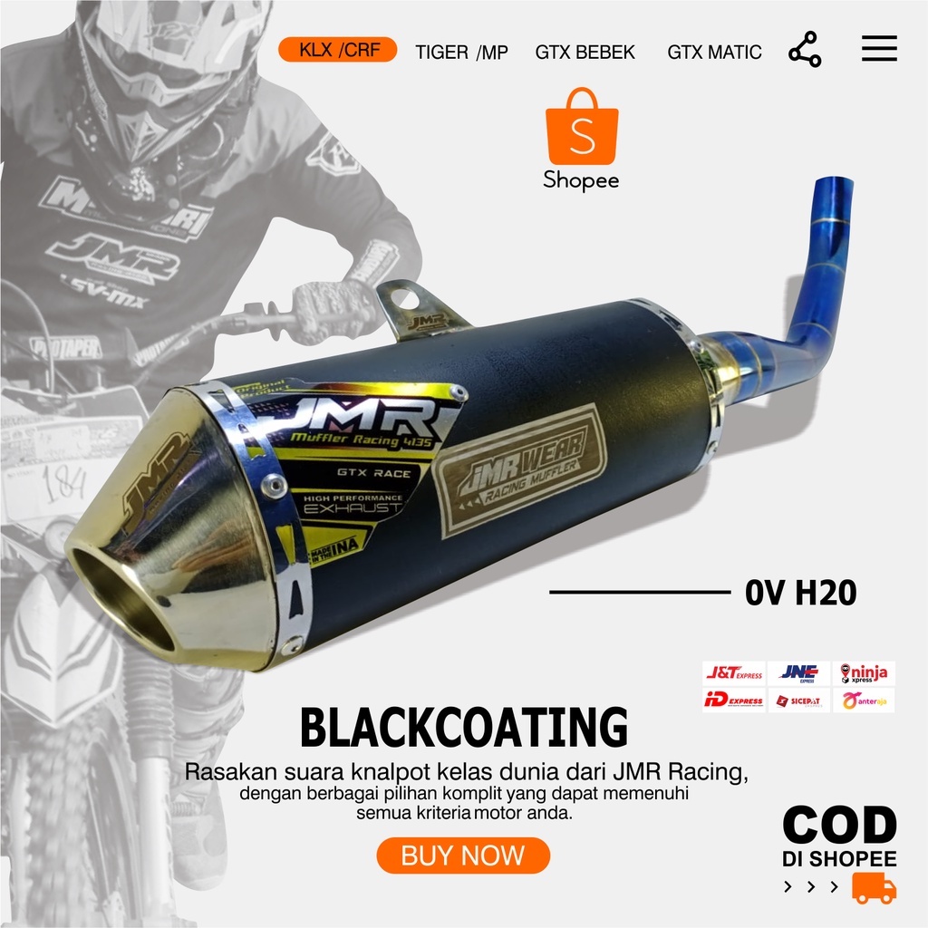 KNALPOT CRF KLX SILINCER BLACK COATING FULL CACING  JMR RACING 4135