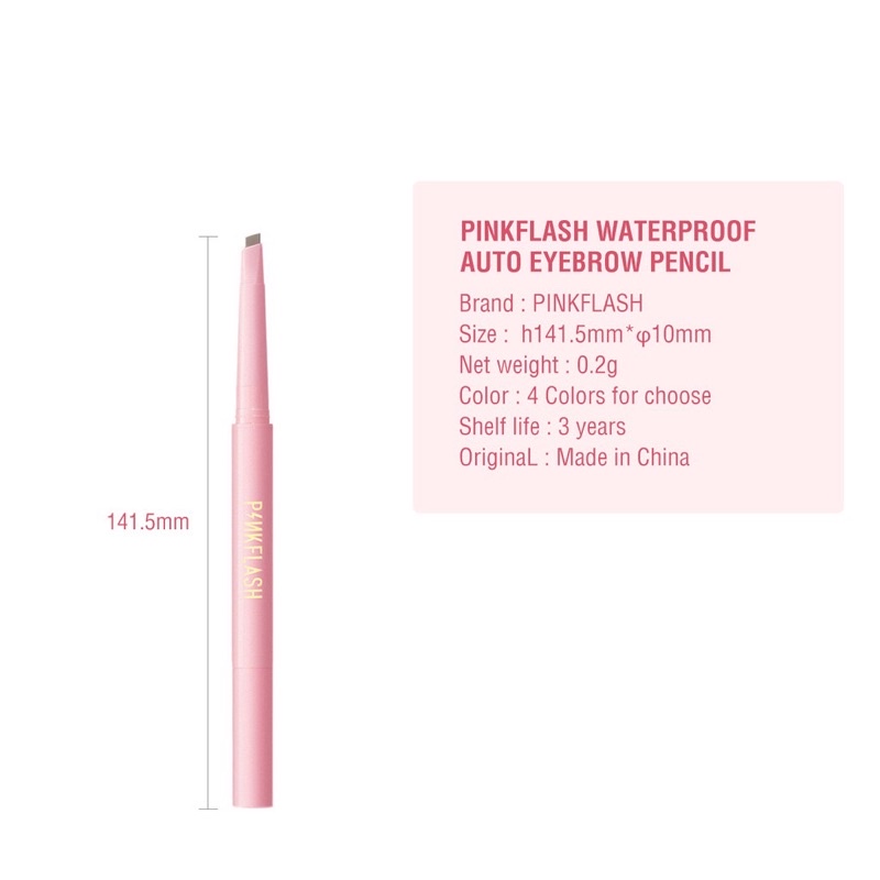 PINKFLASH Waterproof Auto Eyebrow Pencil | PINK FLASH OhMyEmoji Automatic Eyebrow Pencil Lasting 8 hours Waterproof Pigmented Easy Blend | Pink Flash