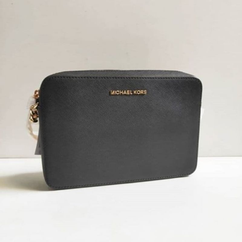 ORIGINAL MICHAEL KORS MK JET SET LARGE EW CROSSBODY BLACK
