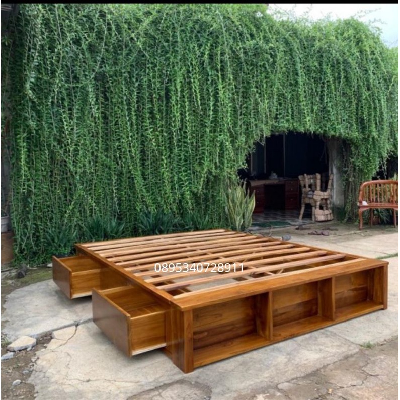 Dipan jati minimalis 160x200 / dipan minimalis jati 160x200