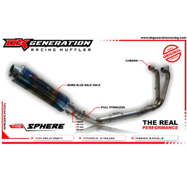 Dx Generation Racing Sphere Series Fullsystem All New Ninja 250 , Ninja 250 Fi atau Carbu