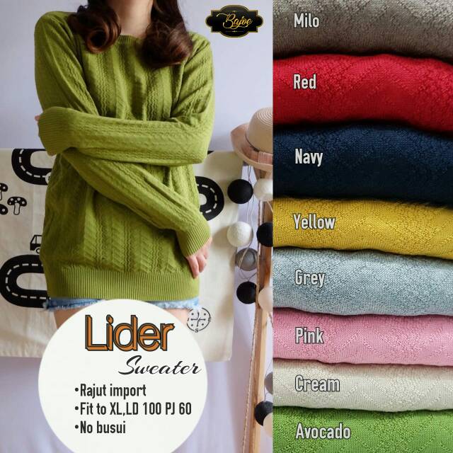 Lider sweater cewek polos lengan panjang