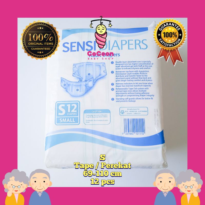 Popok Perekat Dewasa Lansia Sensi Diapers S 12 S12