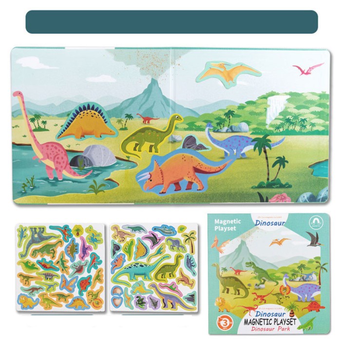 [MURAH] [BISA COD] Buku Magnetic Playset Book - Buku Puzzle Playmate Magnet Anak - Dino