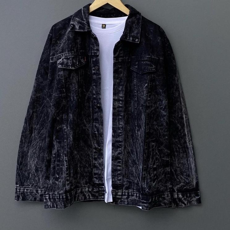 Sangat Nyaman.. JAKET JEANS SANWASH PRIA JAKET  JEANS SNOW BLACK JAKET PRIA JAKET JEANS DENIM JAKET 