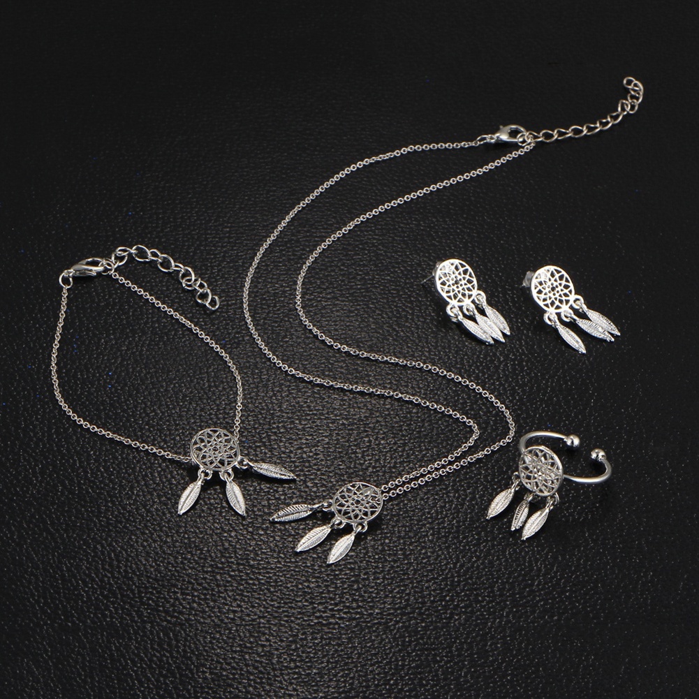 Hu Hu Hu Hu Hu Alat Bantu Pasang Kacamata♡ Set Kalung Anting Cincin Gelang Desain Dream Catcher Hollow Untuk Wanita