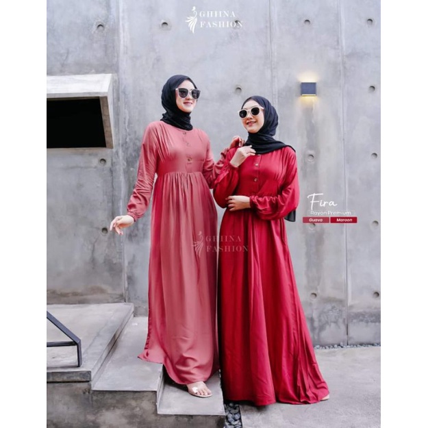 FIRA DRESS BY GHINA FASHION ORIGINAL GAMIS DRESS WANITA RAYON POLOS PREMIUM TERBARU 2022