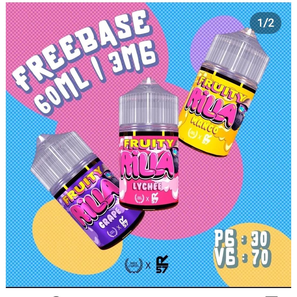 RILLA 3MG 60ML FRUITY RILLA SERIES FREEBASE AUTHENTIC