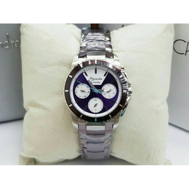 ORIGINAL ALEXANDRE CHRISTIE AC 6455 SILVER PURPLE WANITA ORIGINAL