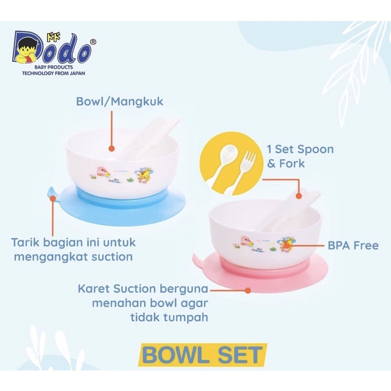 Dodo Bowl set Cantik / Bowl Set Reguler DAC021 - mangkok makan bayi