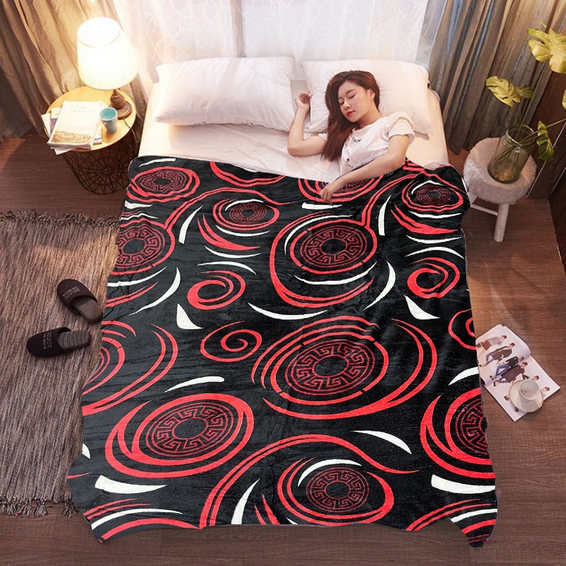 Selimut Bulu Halus Dewasa 150x200 Termurah Terlaris Motif Aesthetic New Arrival-Blackred Simbol