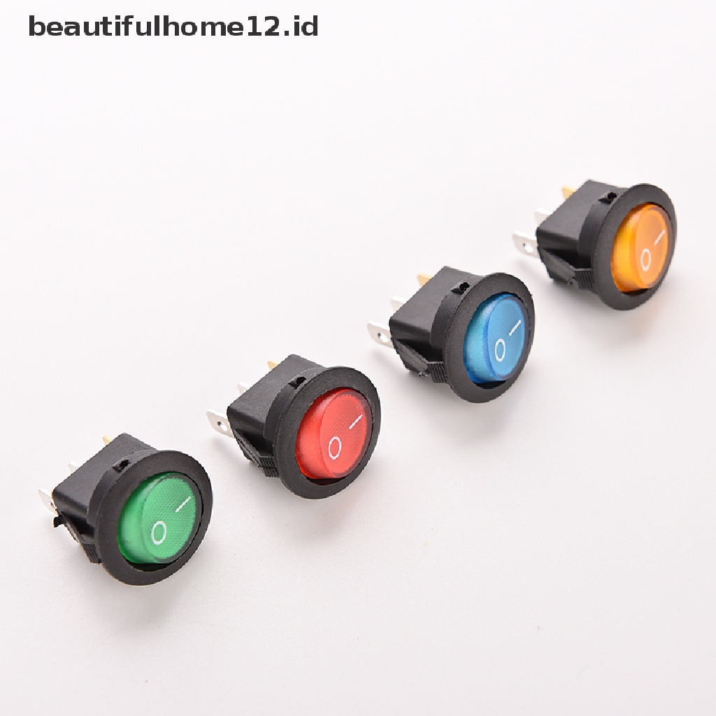 【beautifulhome12.id】1PCS 12V 16A ON/OFF LED DOT ROUND ROCKER SPST TOGGLE SWITCH CAR AUTO BOAT LIGHT .