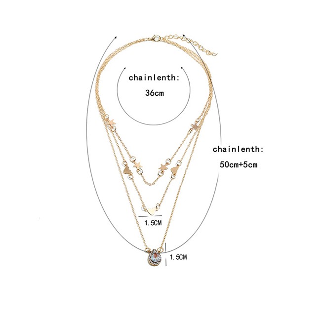 LRC Anting Tusuk Fashion Gold Love Multilayer Necklace Y61573