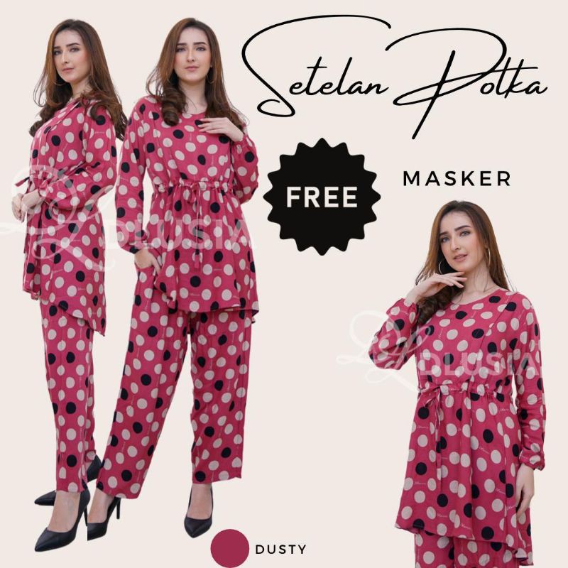 Daster Arab Setelan POLKA One Set Rayon India