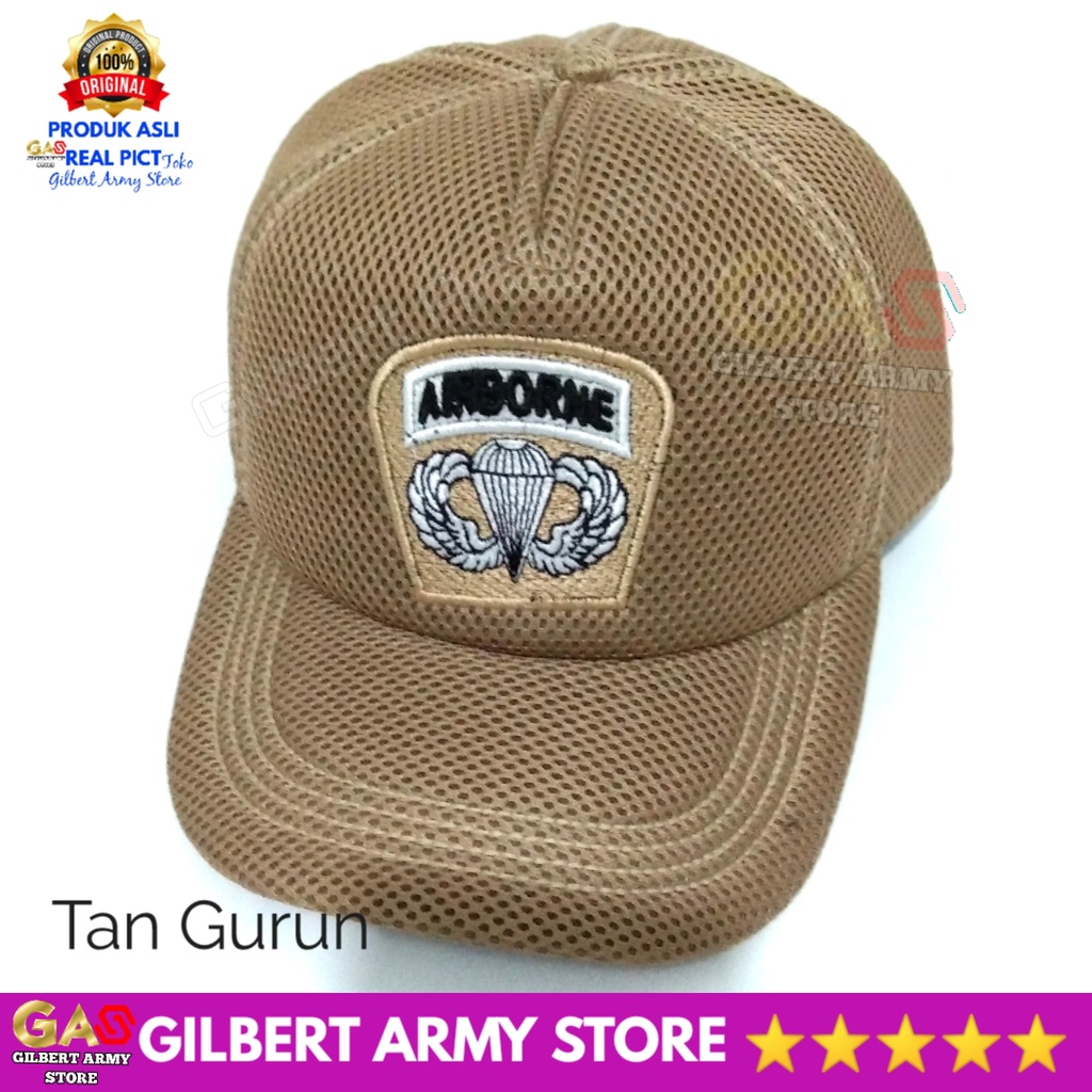 GILBERT ARMY STORE Topi airborne Tan Gurun Jaring Kualitas Premium Keren Hat Pria Terbaru