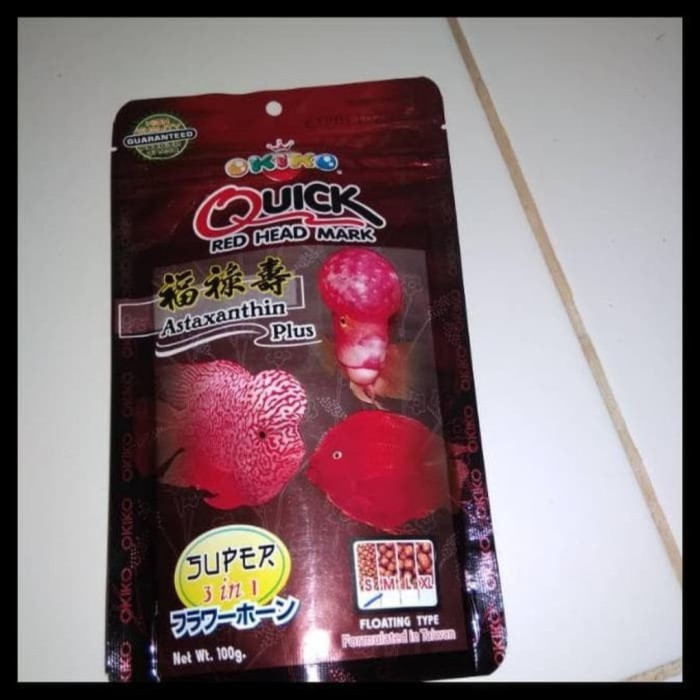 Pelet Okiko Quick red Head makanan ikan lohan louham size S