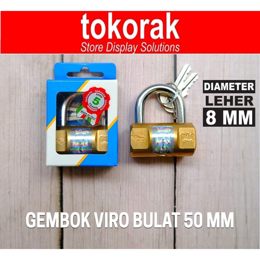 GEMBOK VIRO BULAT 50MM ASLI ITALY RUMAH PAGAR RUKO KANTOR TOKO